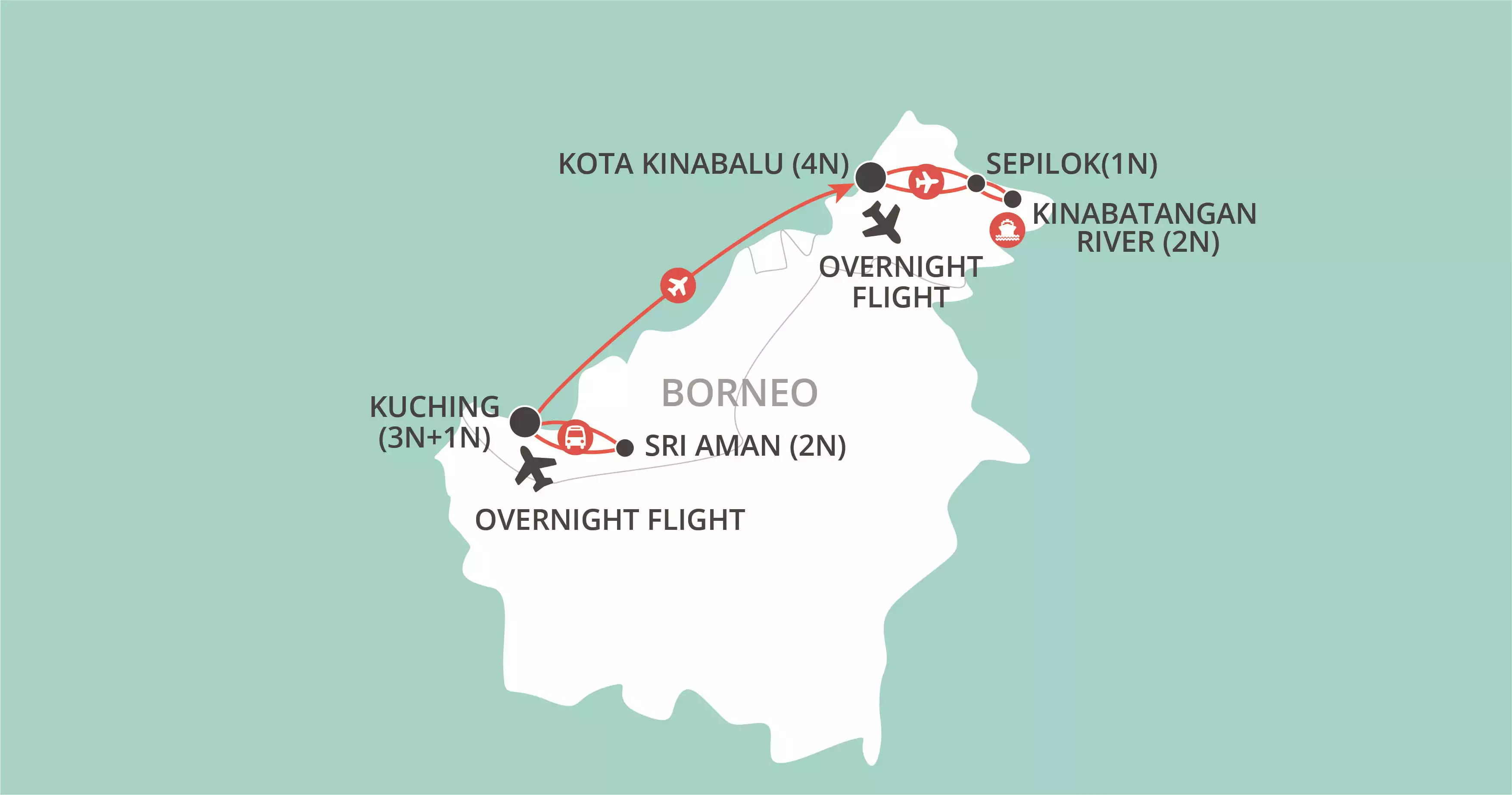 Best of Borneo map