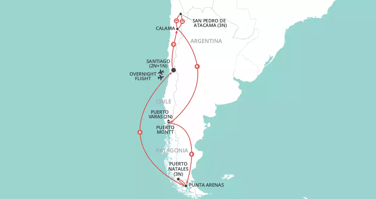 Chile: Top to Toe map