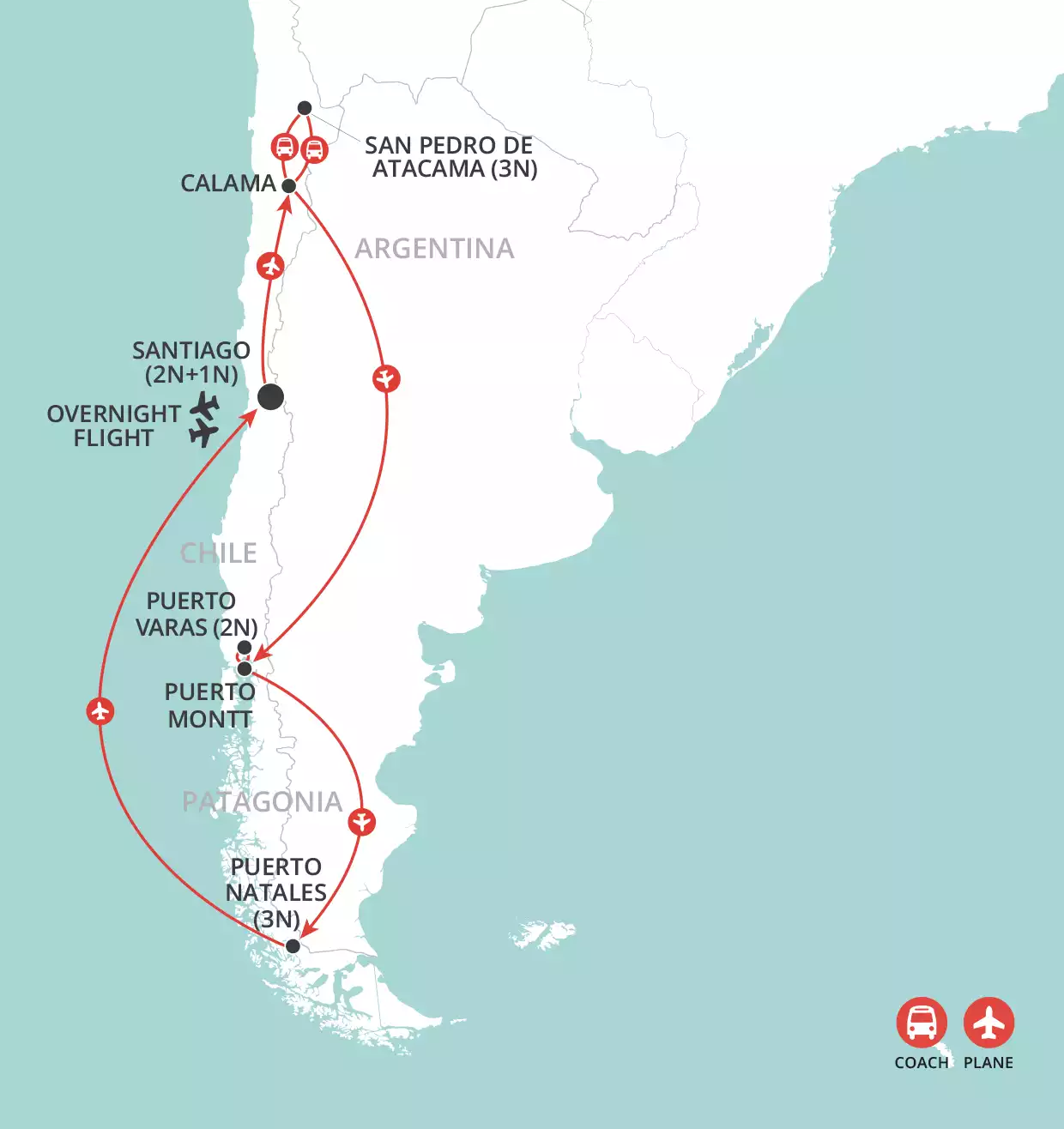 Chile: Top to Toe map