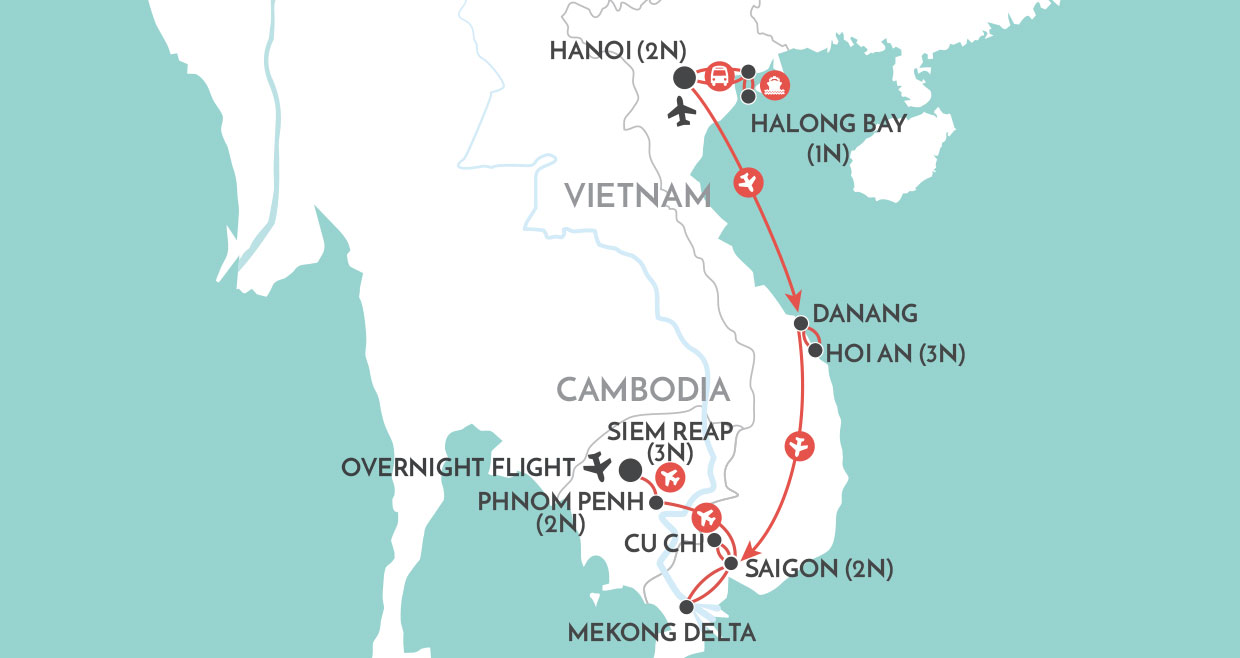 Vietnam & Cambodia Experience map