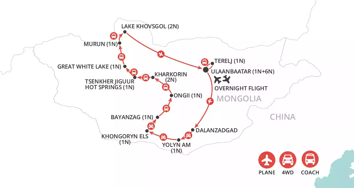 Mongolia & Naadam Festival map