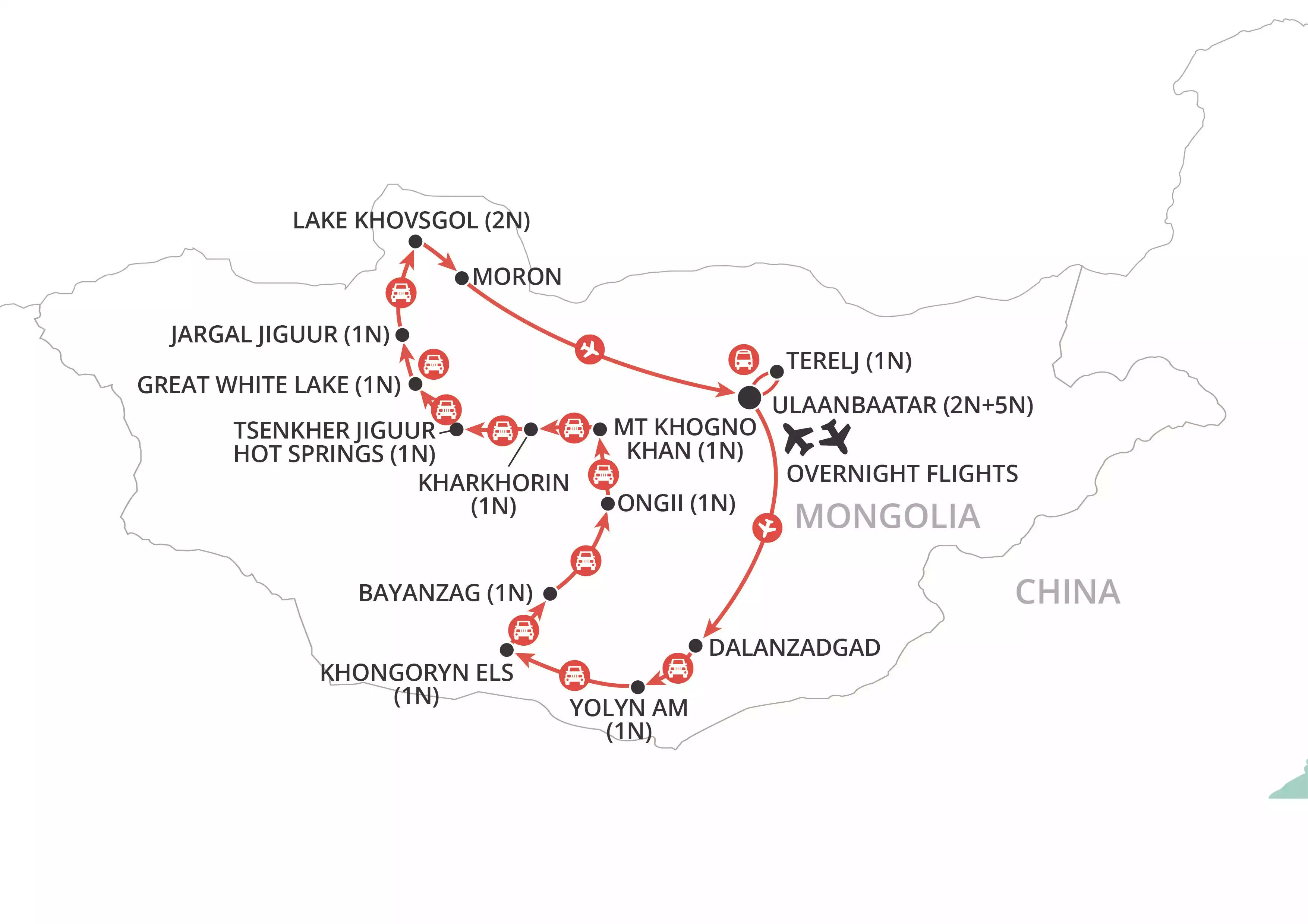 Mongolia & Naadam Festival map