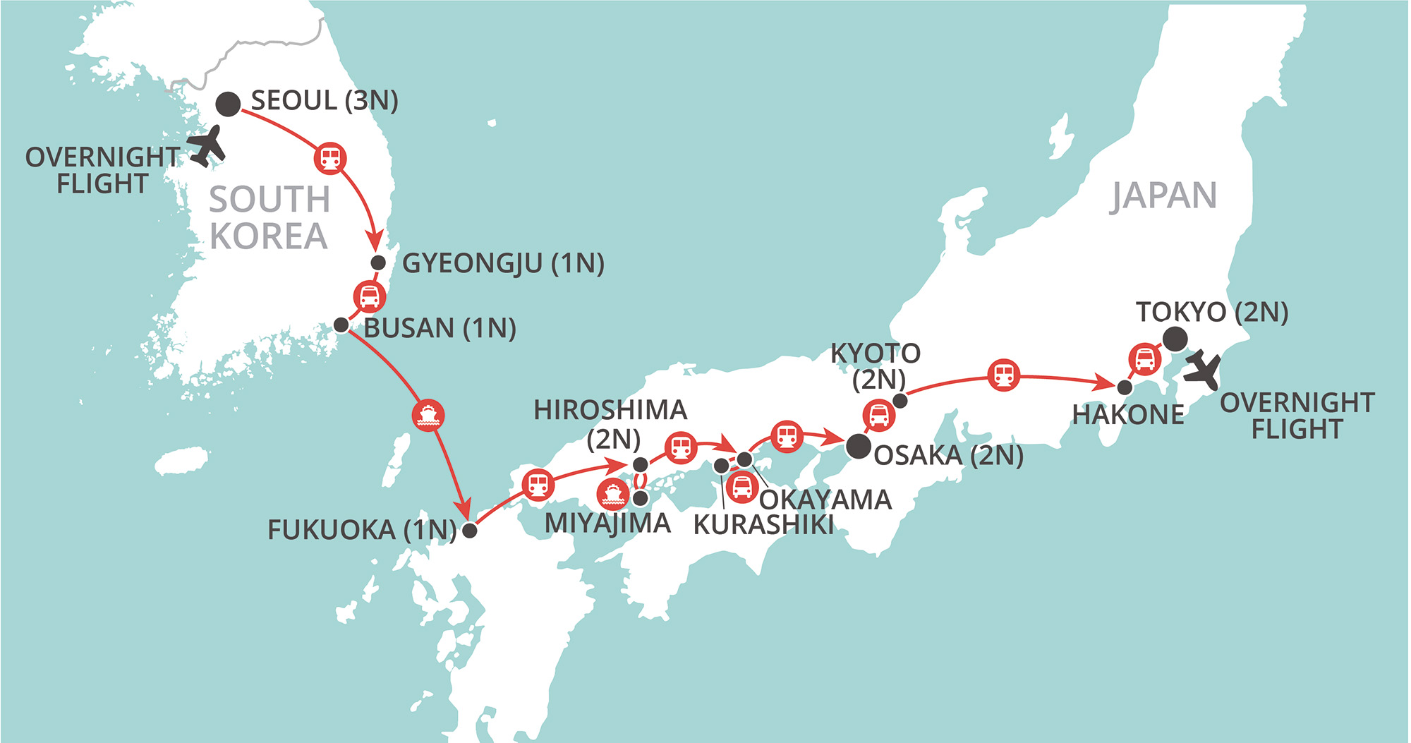 Essence of South Korea & Japan map