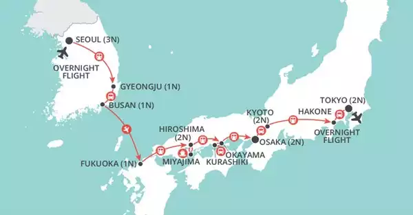 Essence of South Korea & Japan map