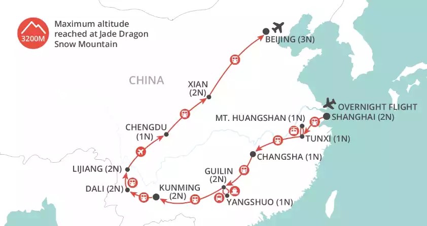 China by Rail map