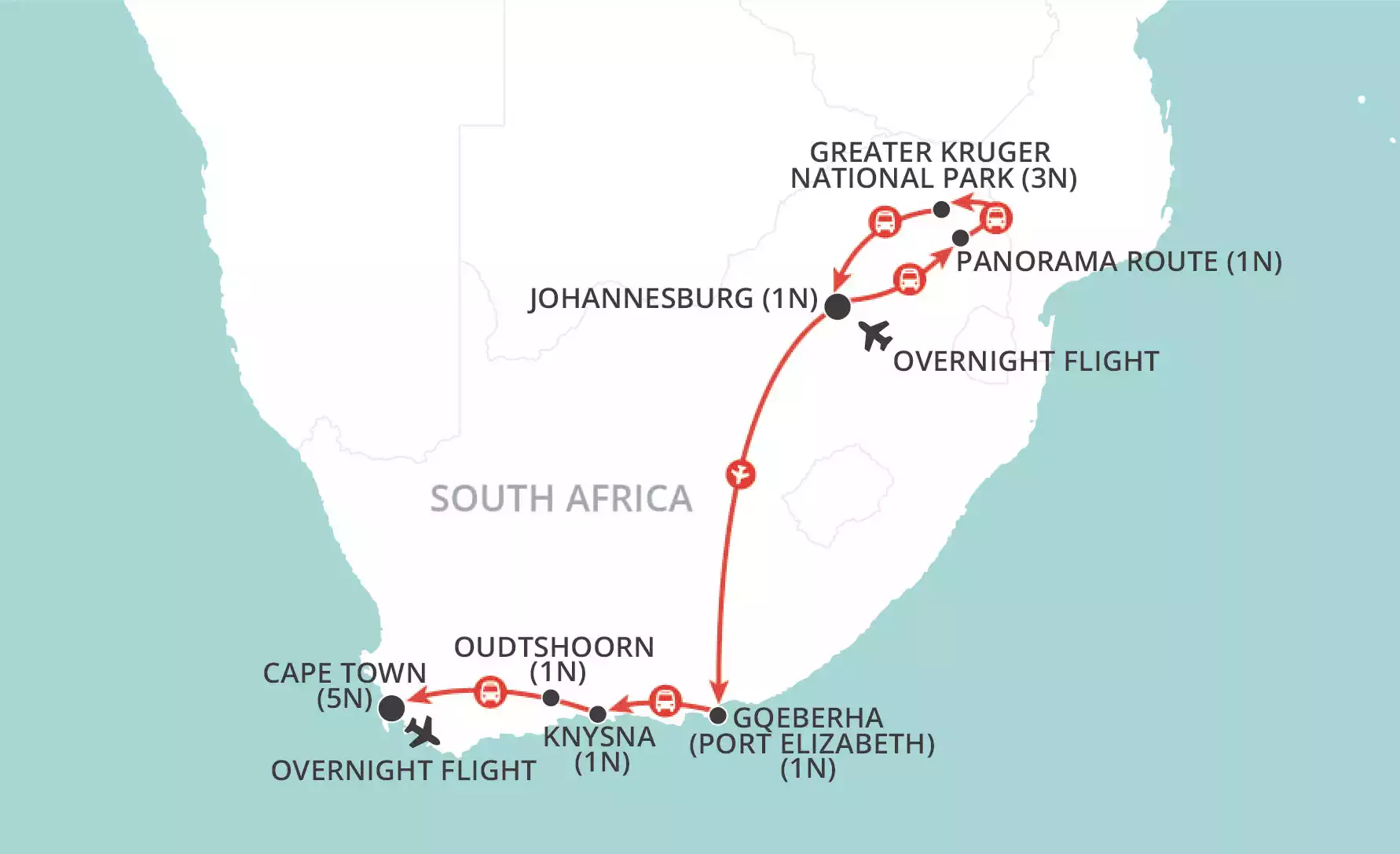 Kruger to Cape Explored map