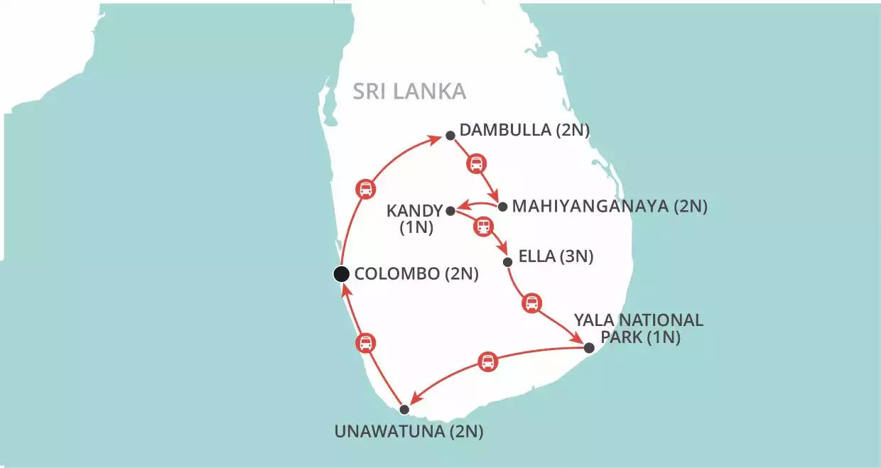Treasures of Sri Lanka map