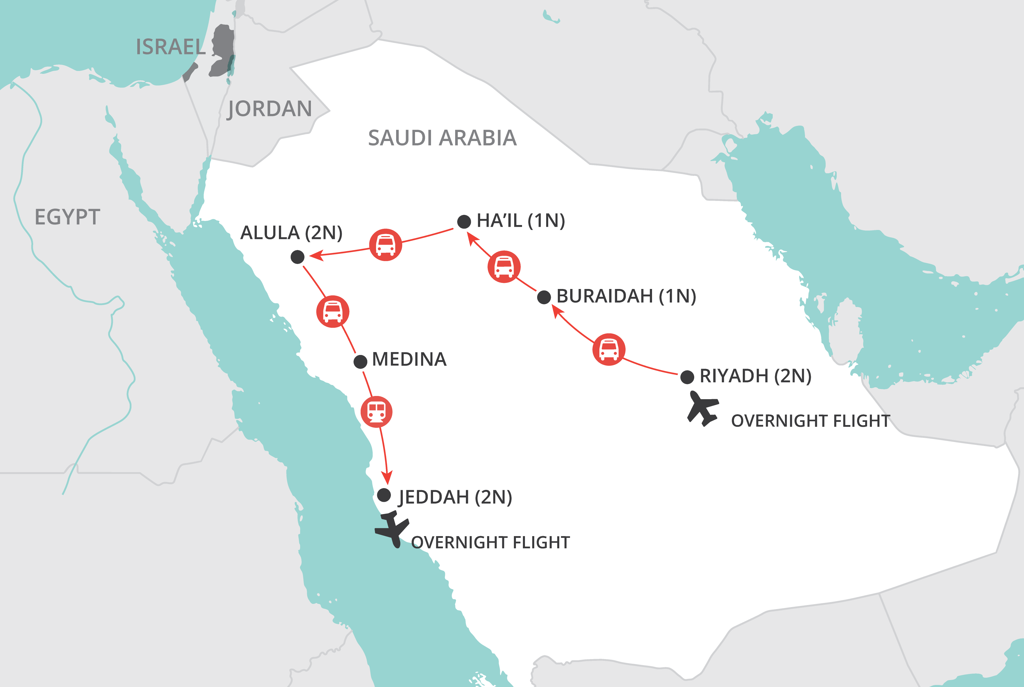 Secrets of Saudi Arabia map