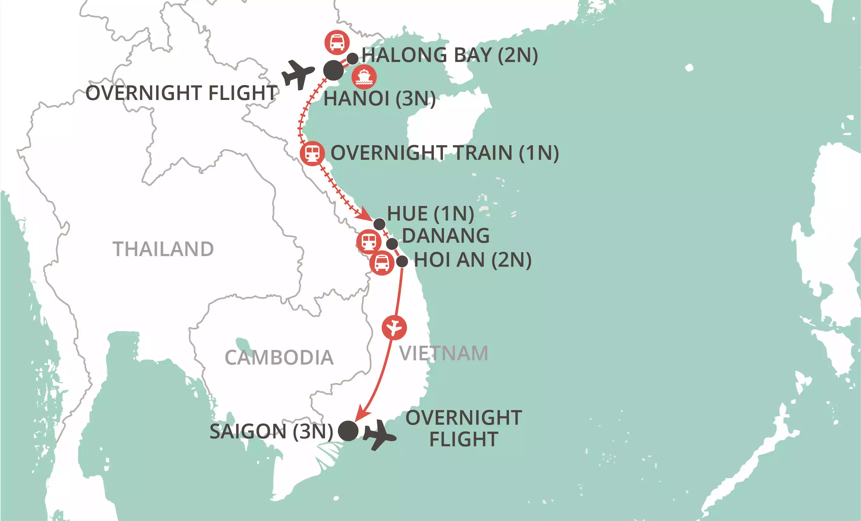 Vietnam & the Reunification Express map