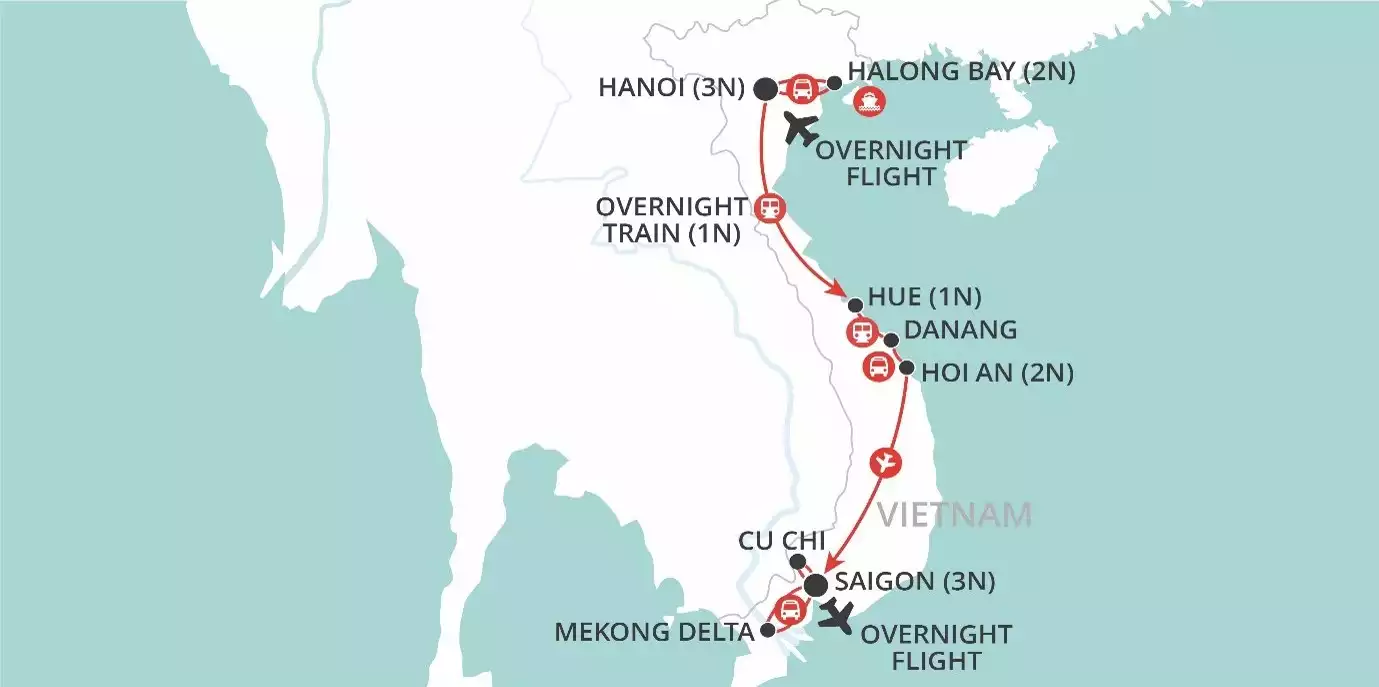 Vietnam & the Reunification Express map