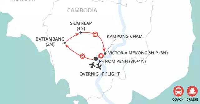 Angkor & Mekong Uncovered map