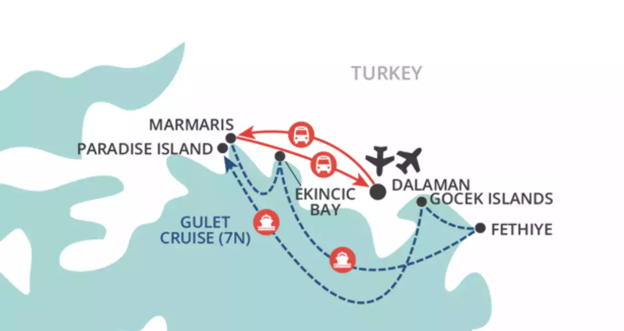Gulet Cruise map
