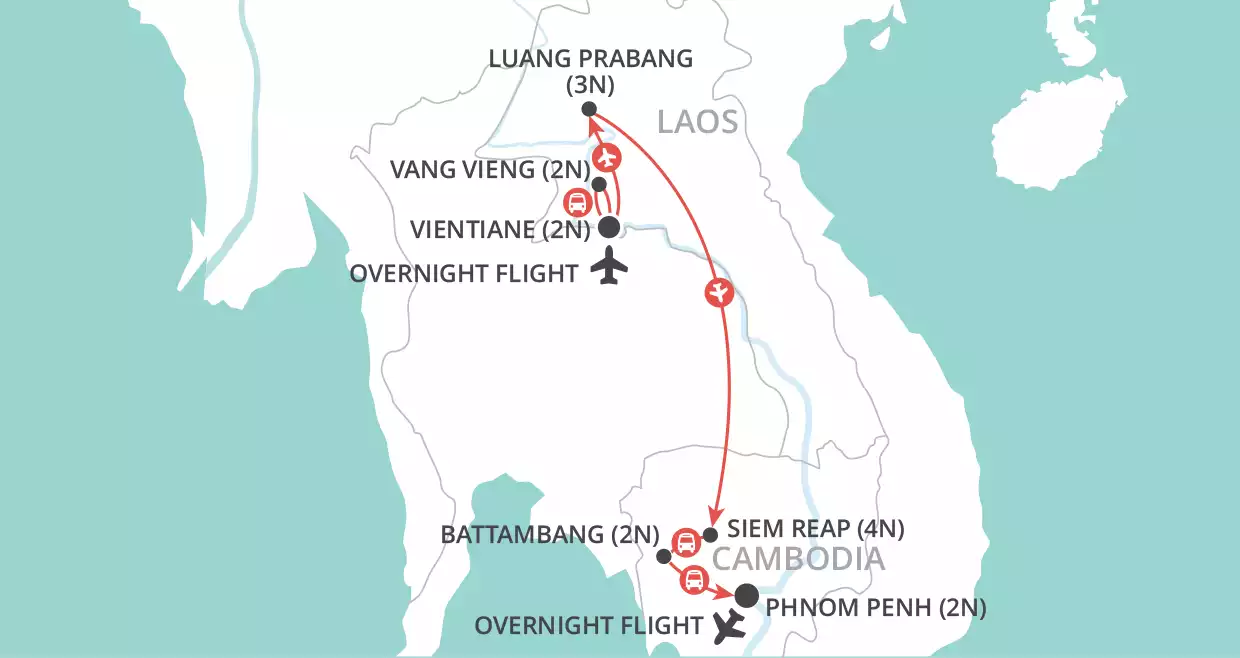 Laos and Cambodia Unveiled map