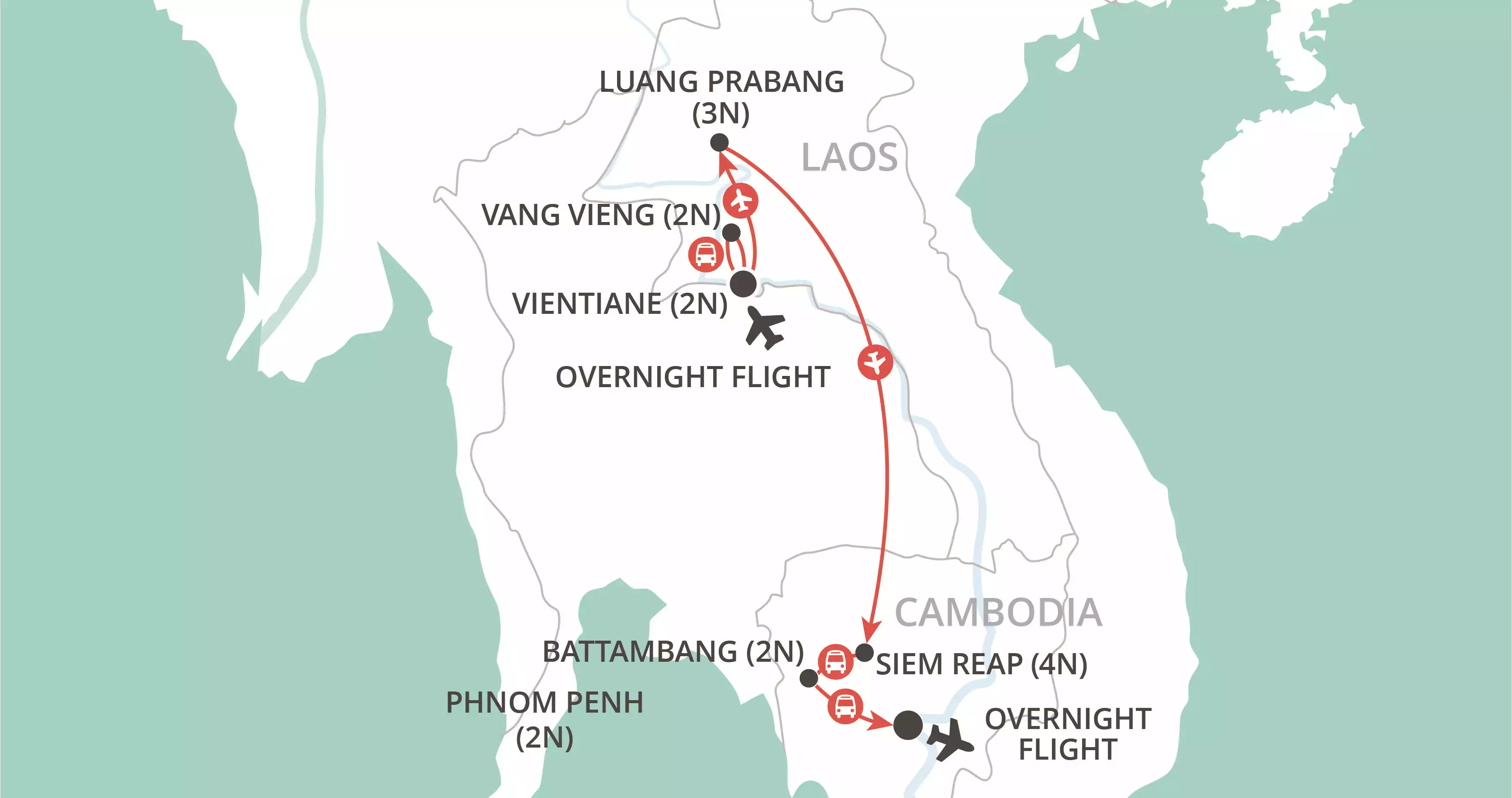 Laos and Cambodia Unveiled map