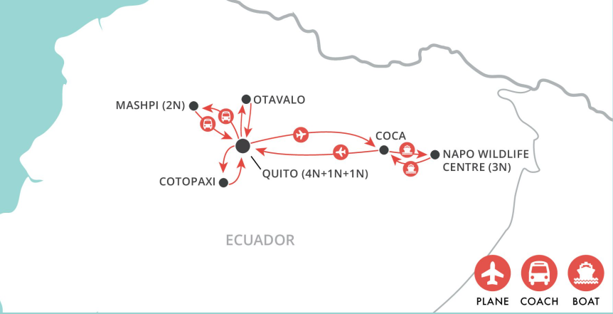 Ecuador & Amazon Explorer map
