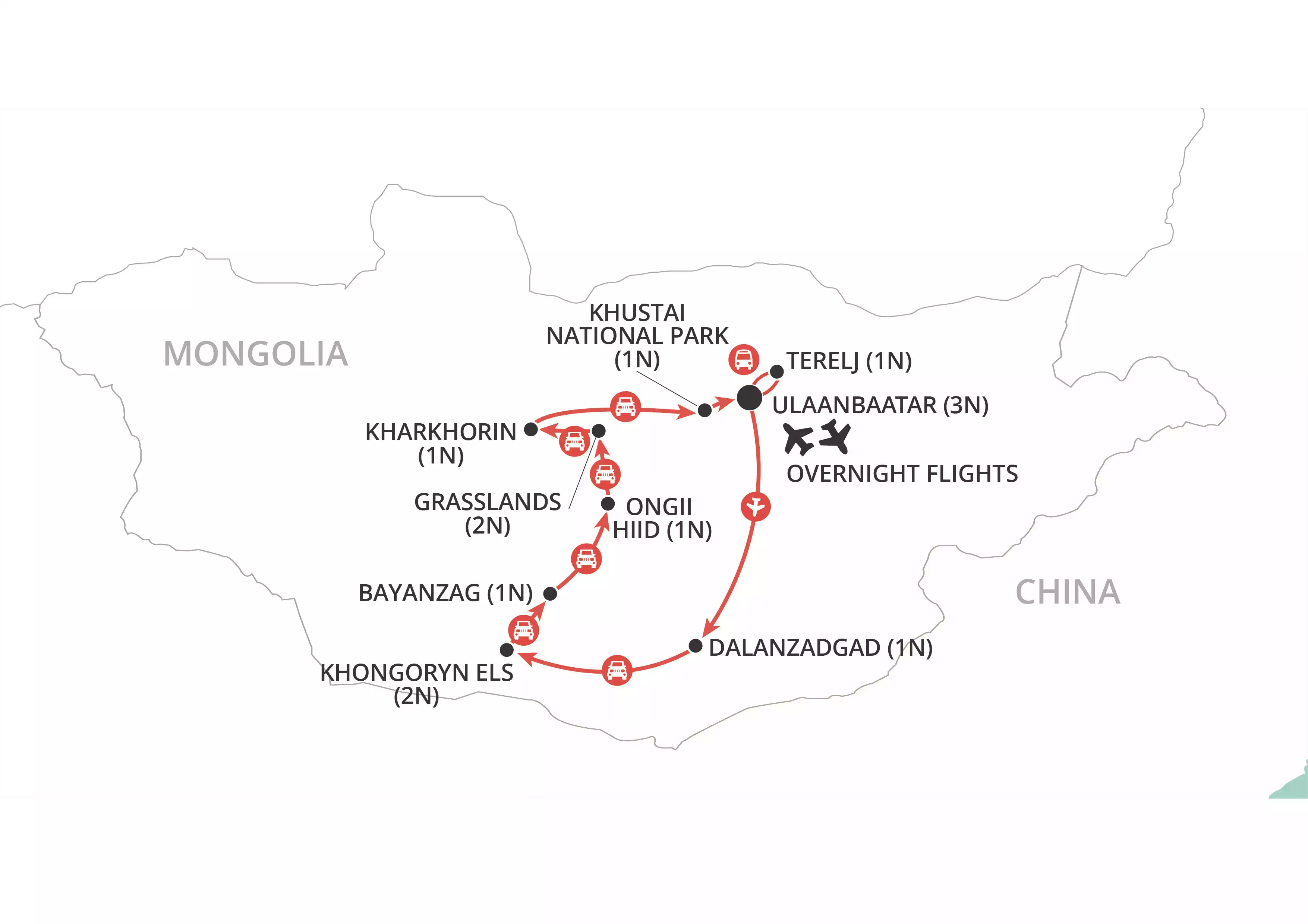 Best of Mongolia map