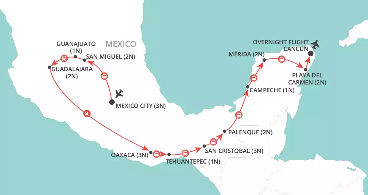 Grand Impressions of Mexico map