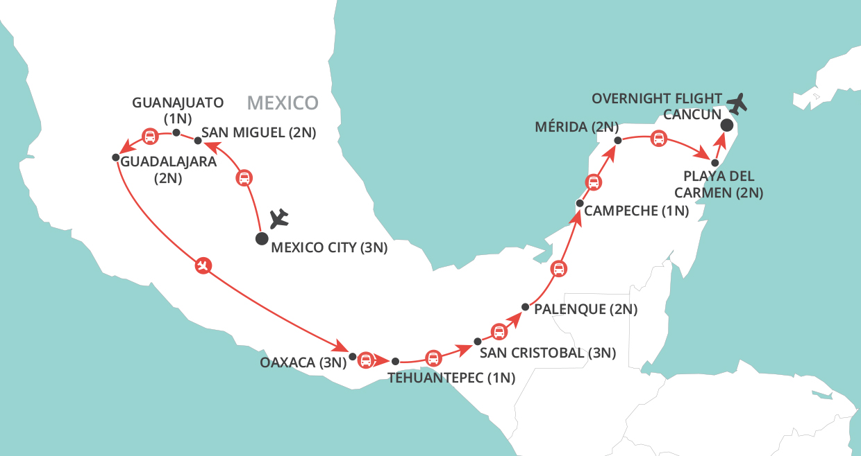 Grand Impressions of Mexico map