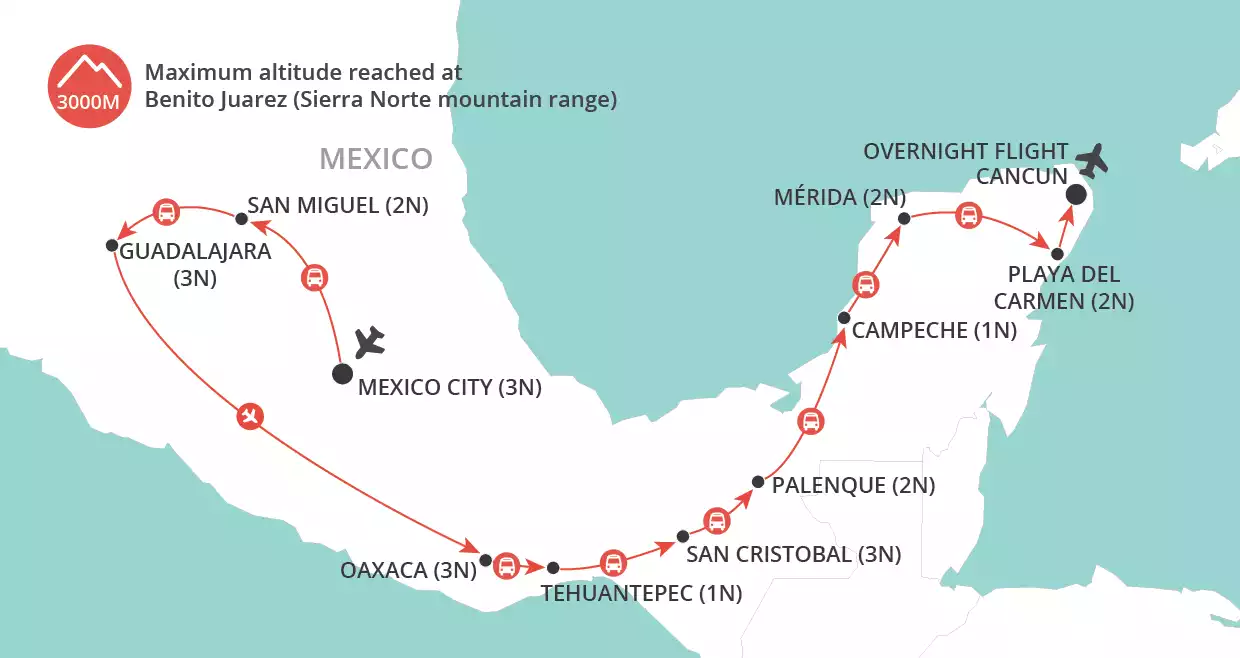 Grand Impressions of Mexico map