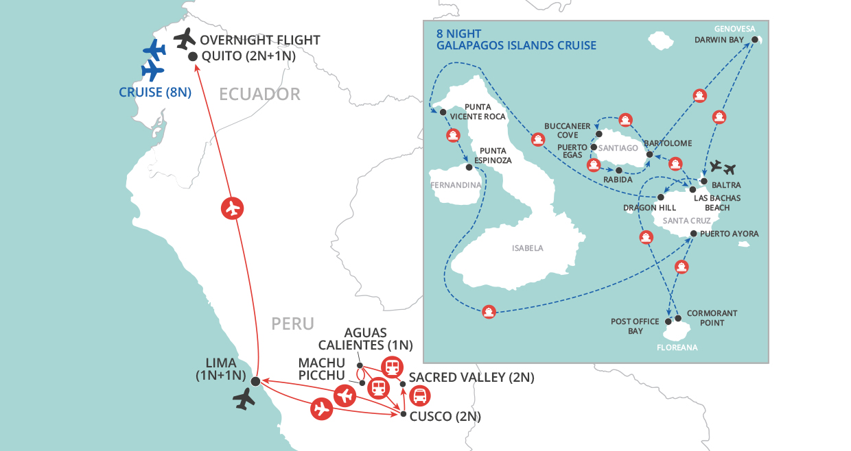 Galapagos Cruise & Machu Picchu map