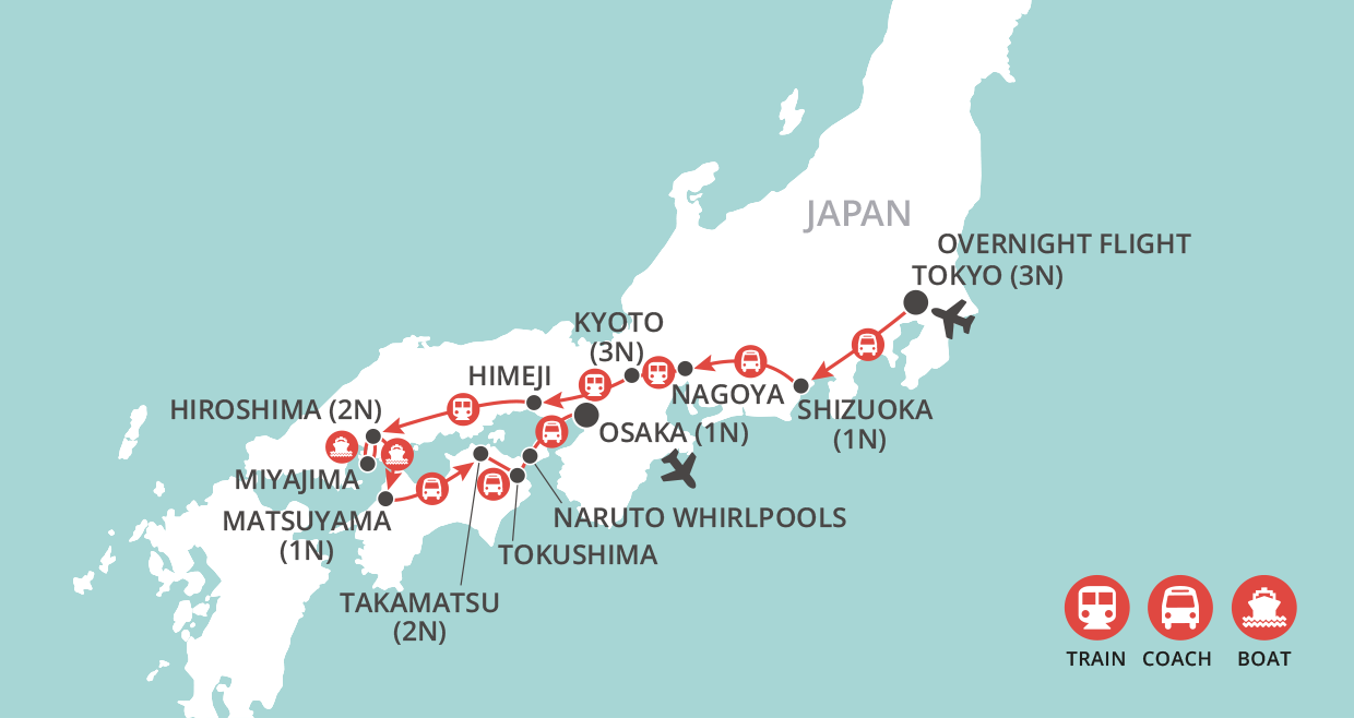 Gems of Japan & Shikoku map