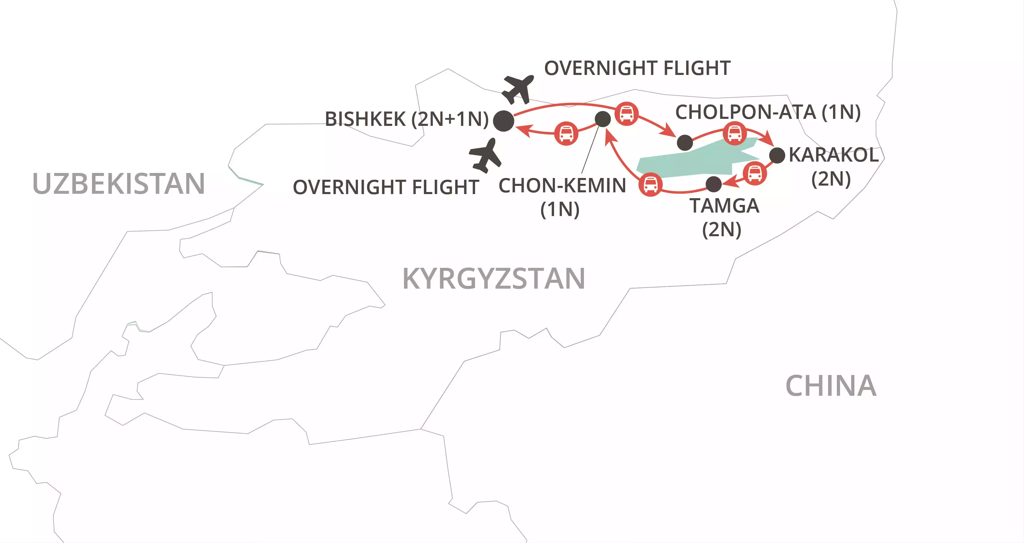 Spirit of Kyrgyzstan map