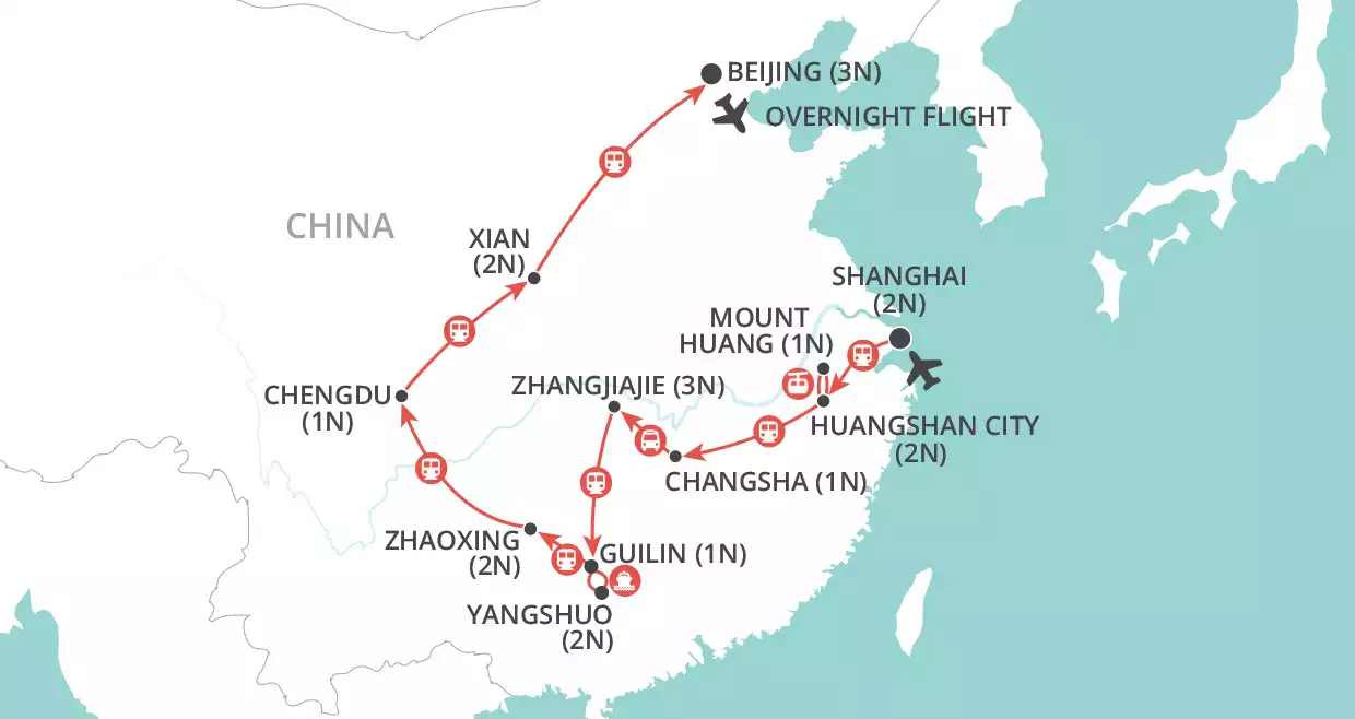 Discover China by Rail map