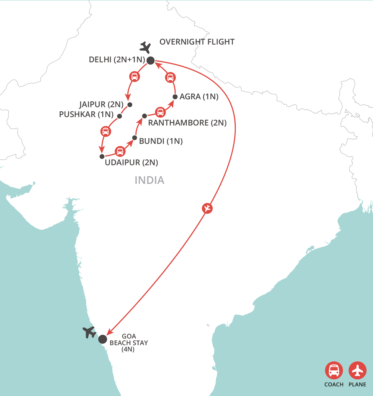 Inspiring India & Goa Beach map