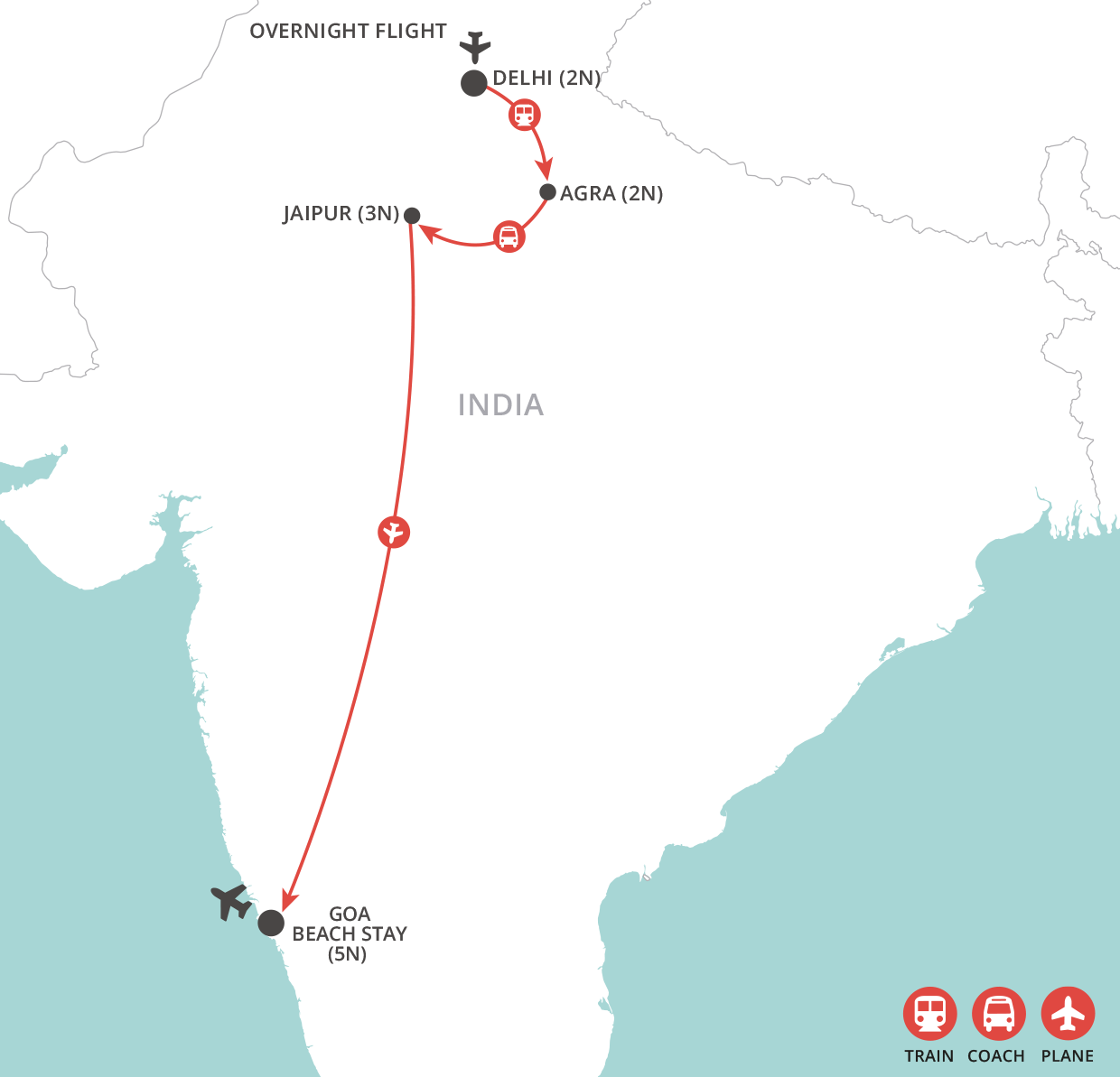 India Explored & Goa Beach map