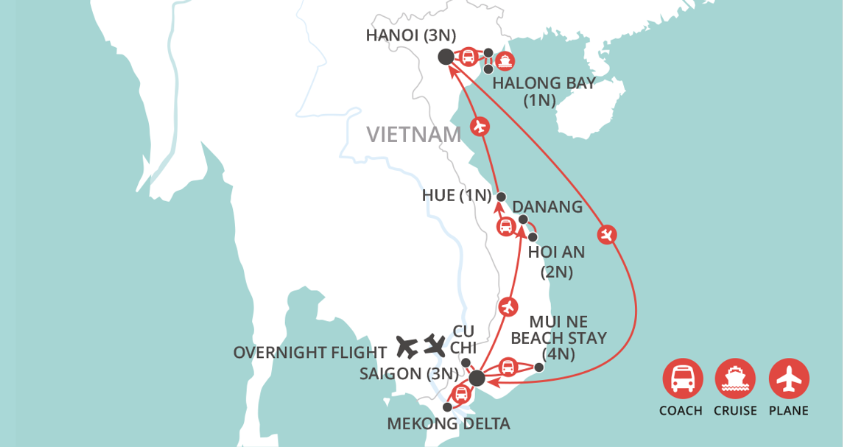Vietnam at a Glance & Mui Ne Beach map