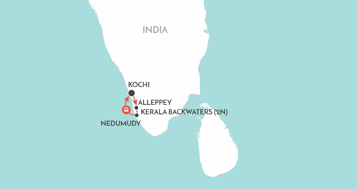 Kerala Backwaters map