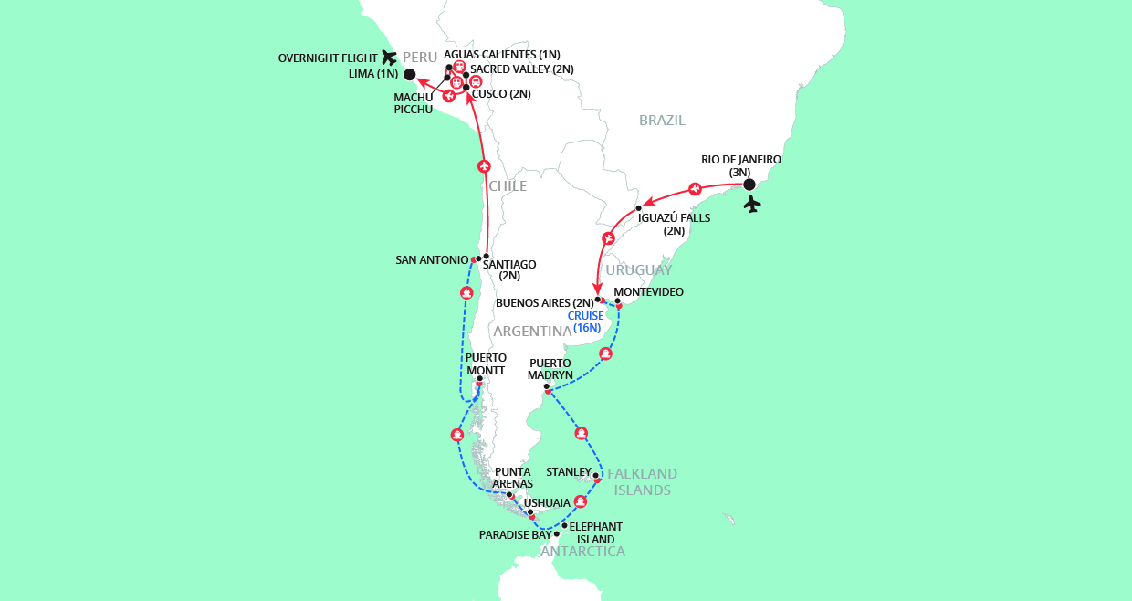 South American Odyssey map
