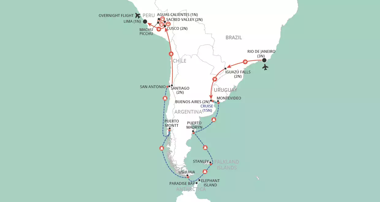 South American Odyssey map