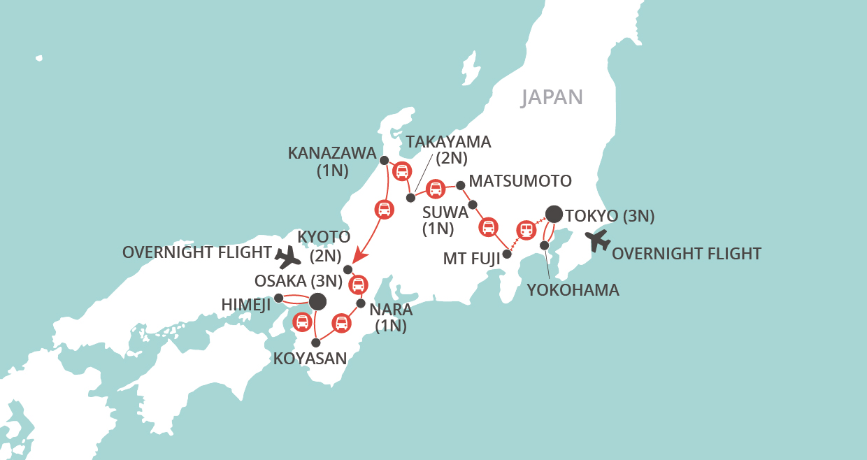 Gardens of Japan map