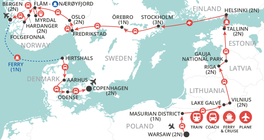 Scandinavia & the Baltics Uncovered map
