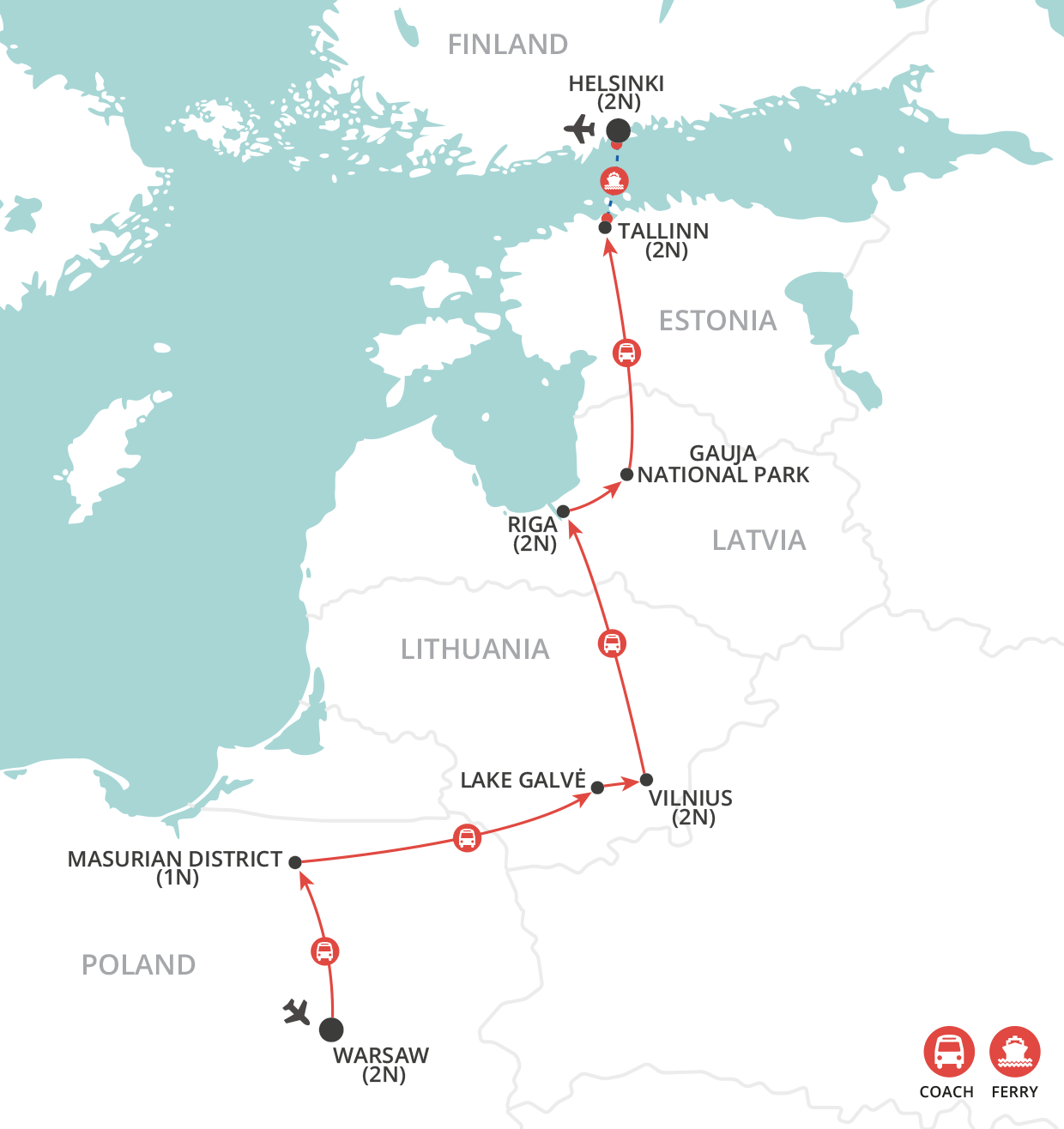 Treasures of the Baltics map