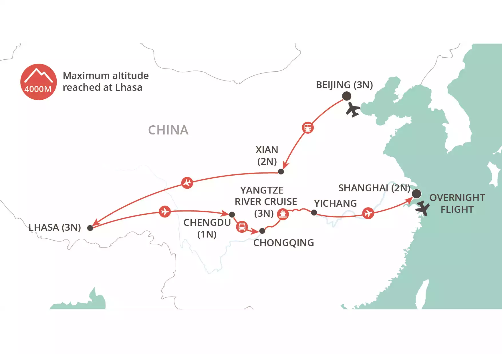 China & Tibet Discovery  map