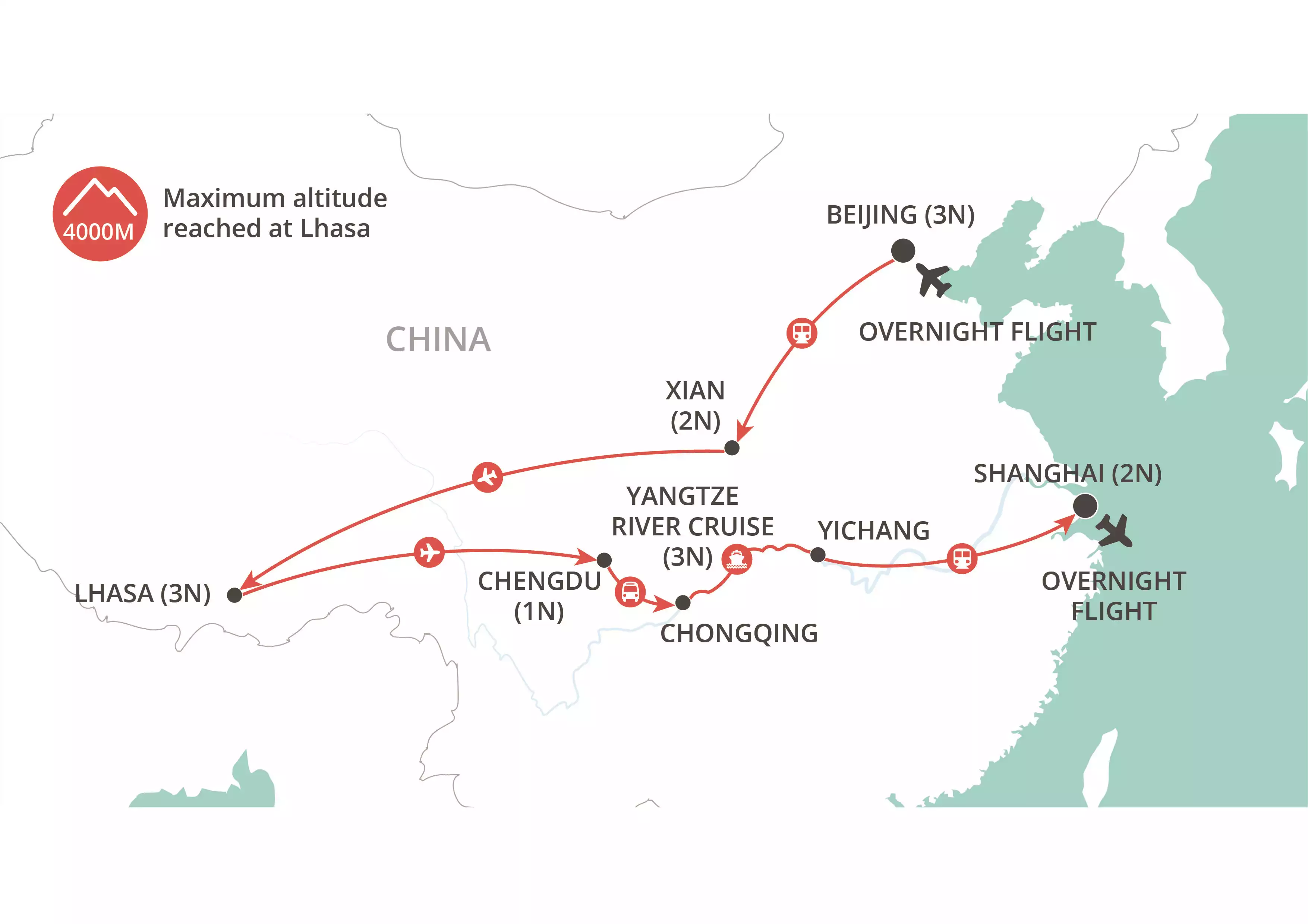 China & Tibet Discovery  map