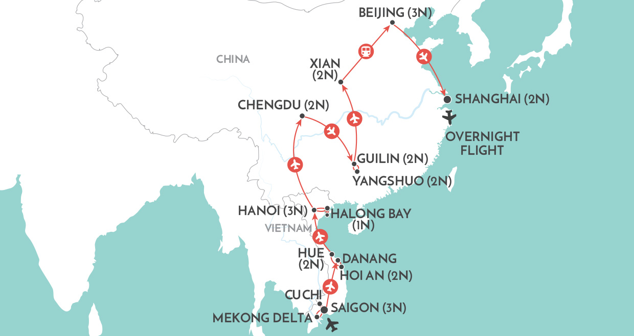 Treasures of Vietnam & China map