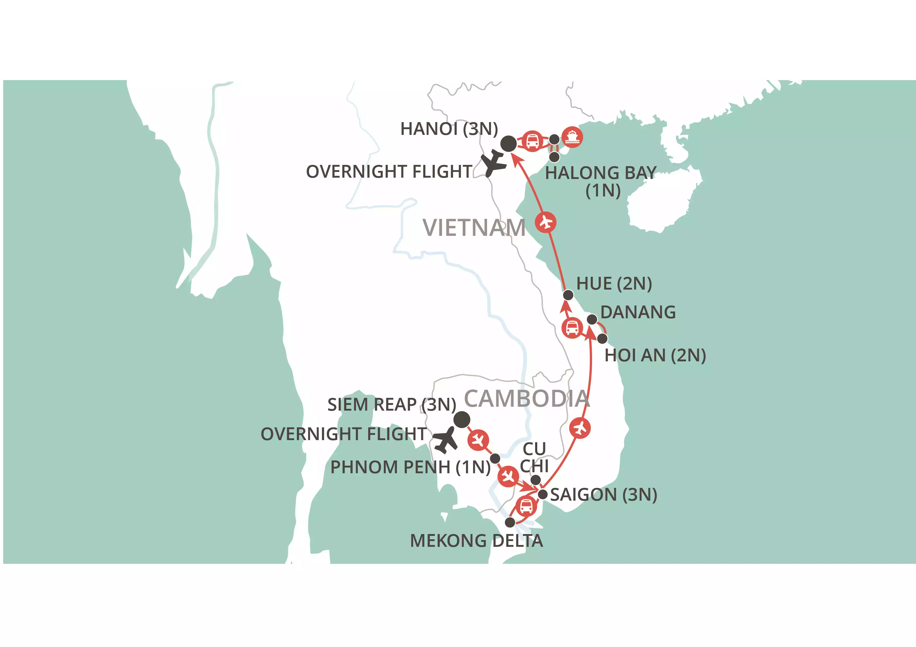 Angkor to the Bay map
