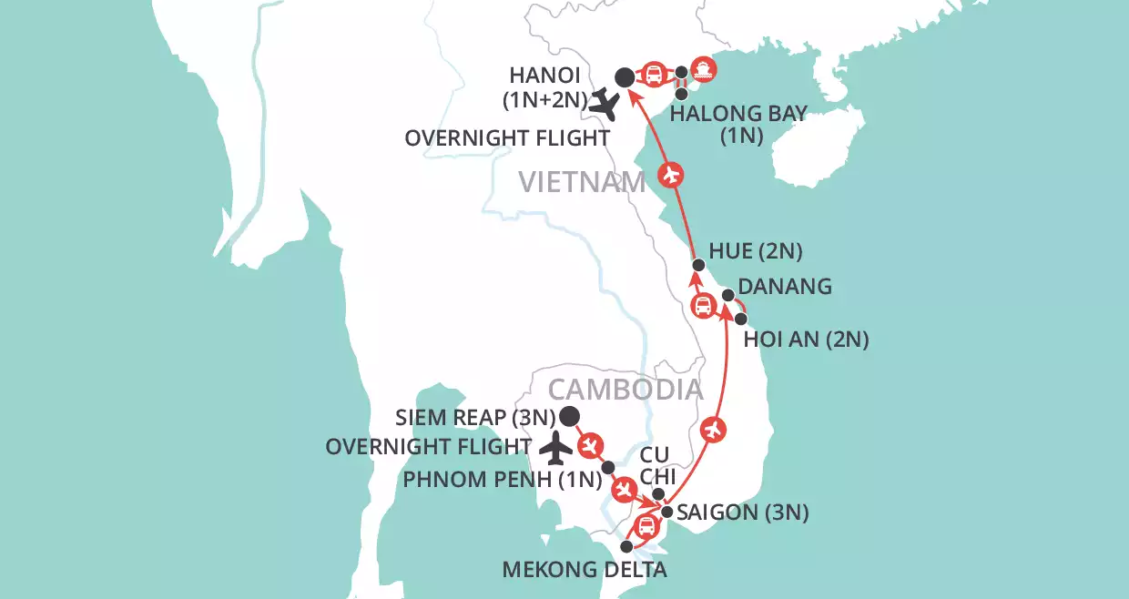 Angkor to the Bay map