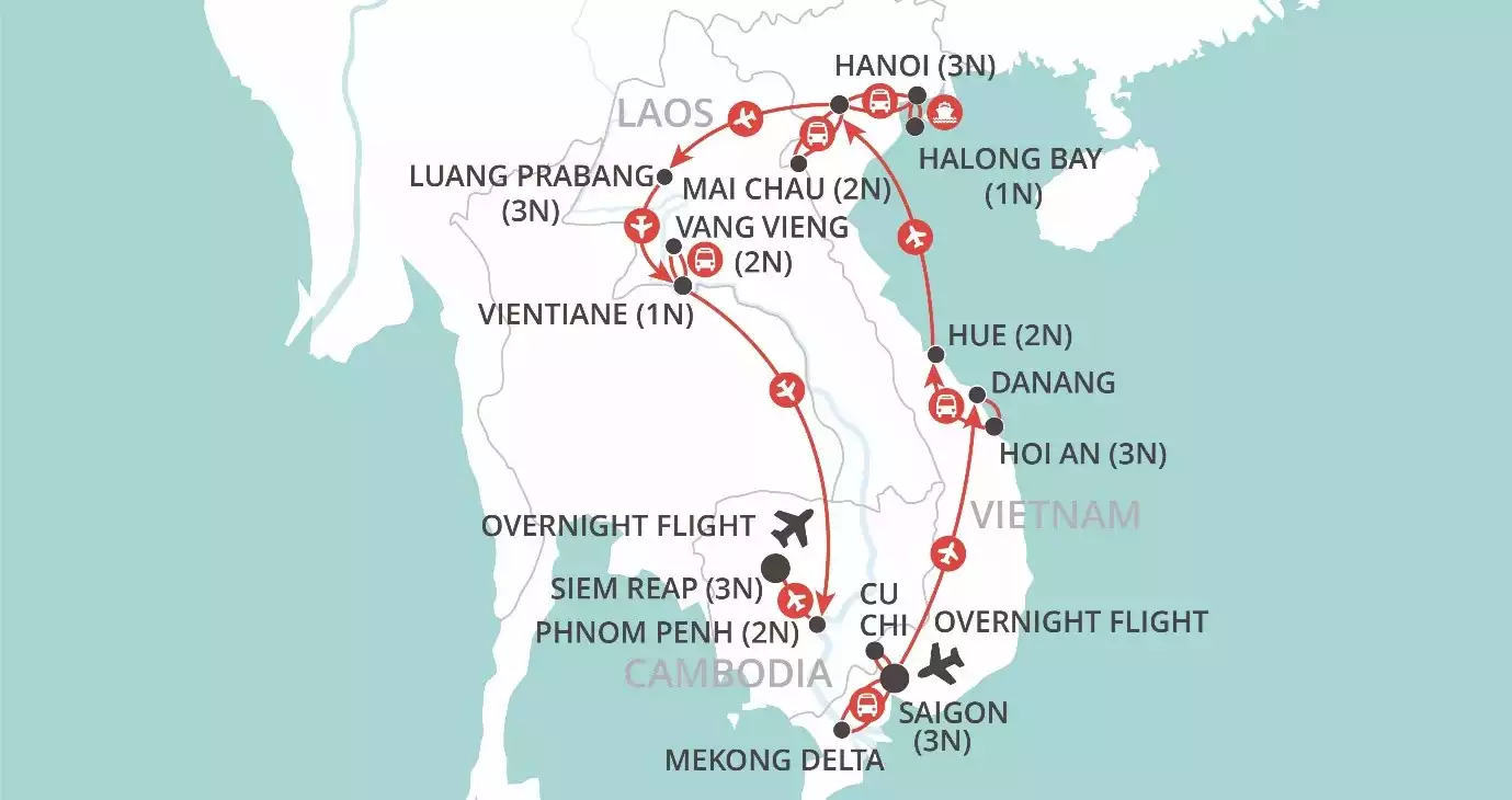 Grand Tour of Indochina map