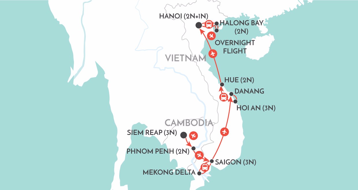 Cambodia and Vietnam Revealed map