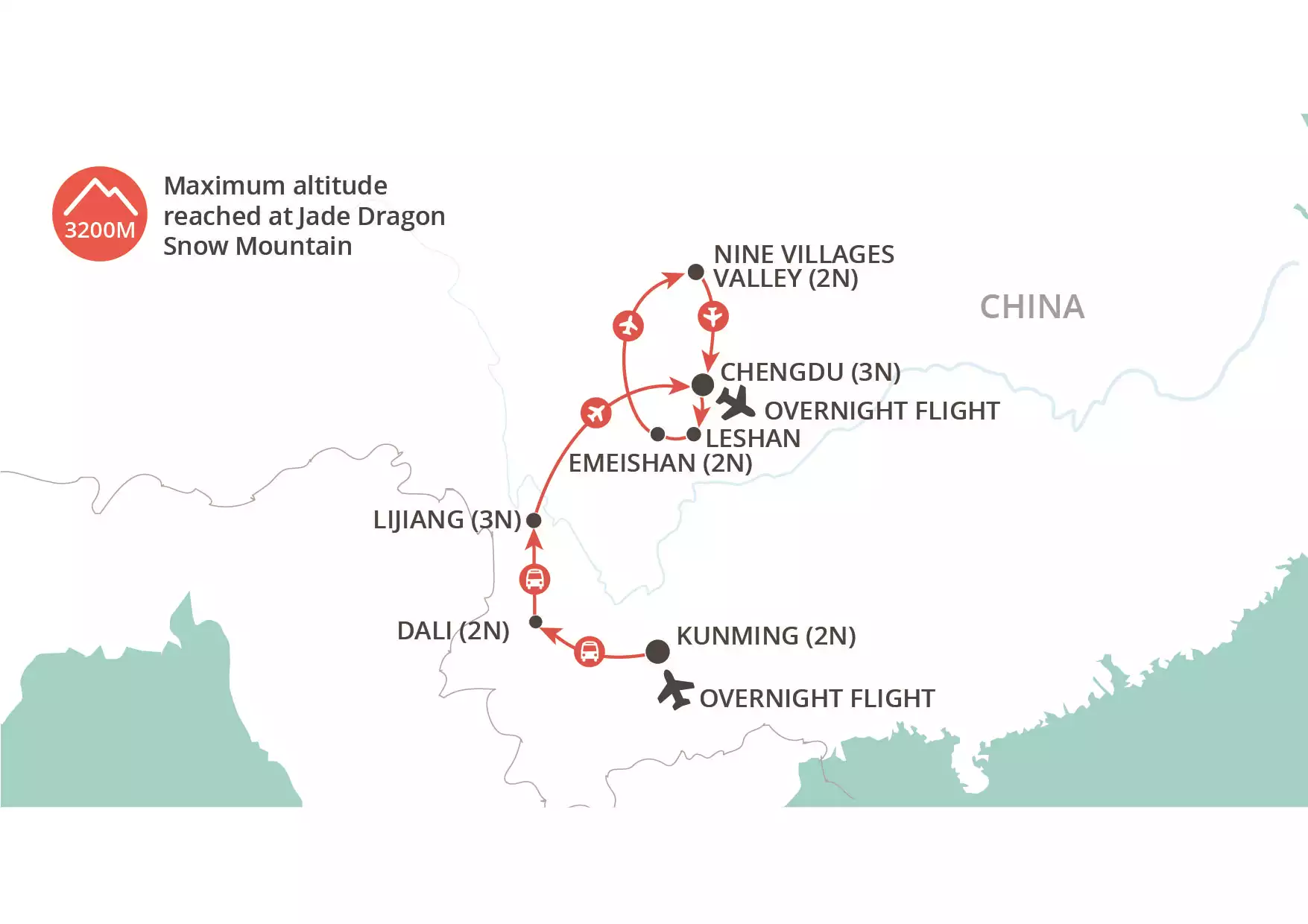 Secrets of Southwest China (Yunnan & Sichuan) map