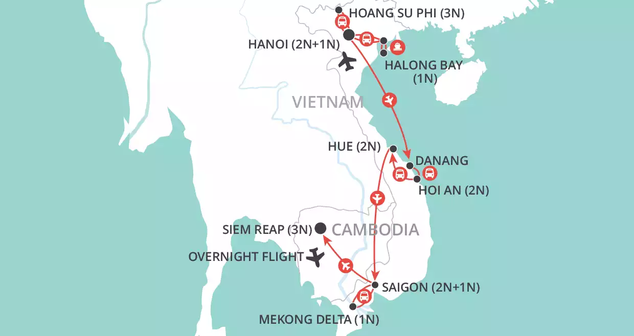 Vietnam & Cambodia Discovery map