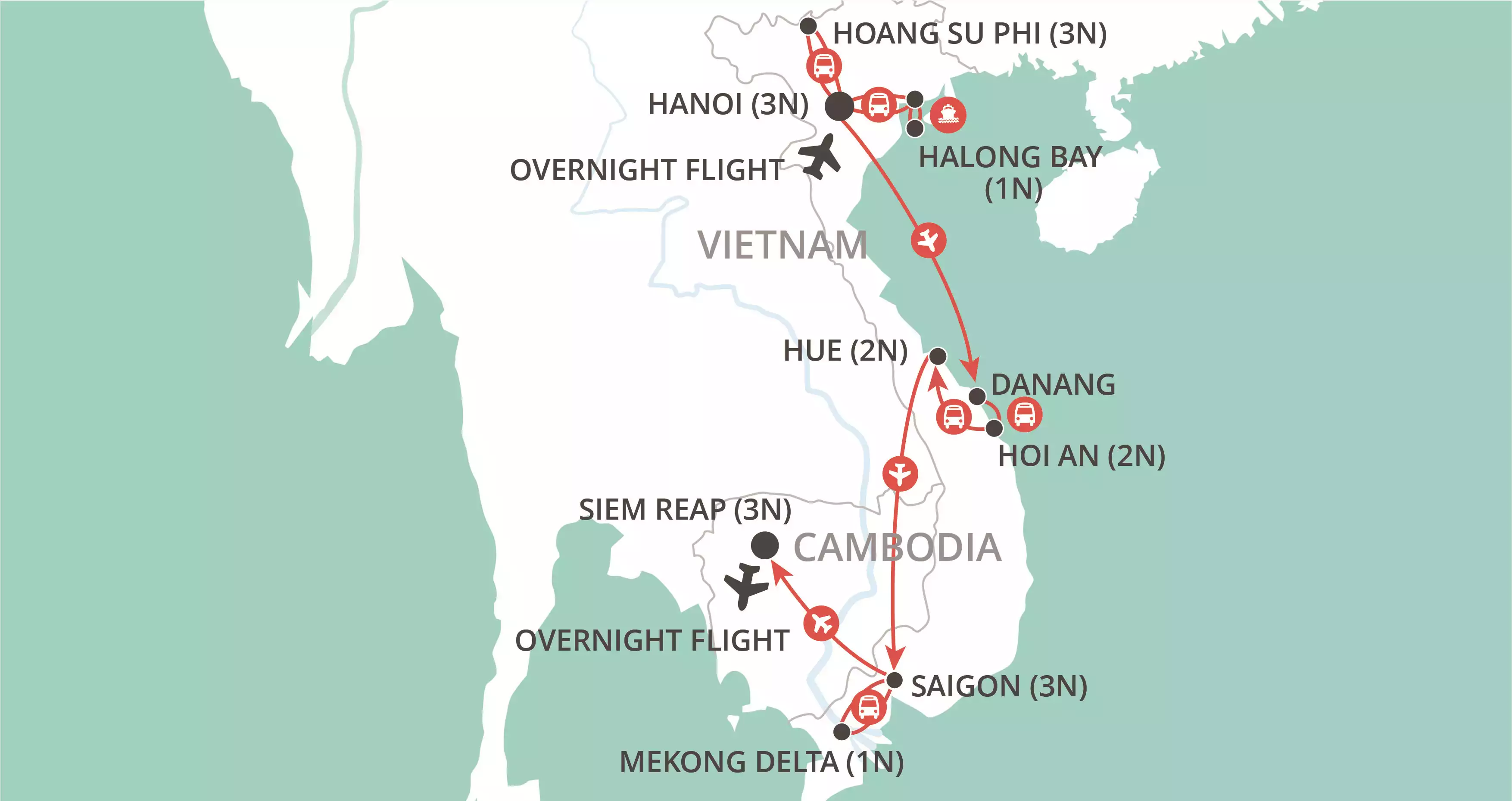 Vietnam & Cambodia Discovery map